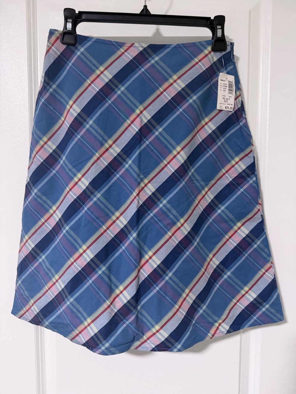 Bass Blue Plaid A-Line Skirt w/inner lining